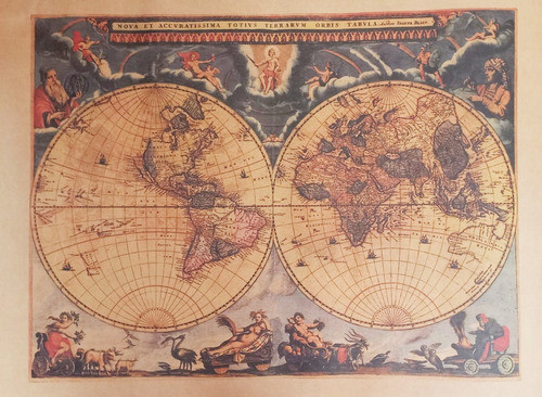 Mapa Planisferio Vintage 50x70 - Mapamundi - Papel Kraft 0