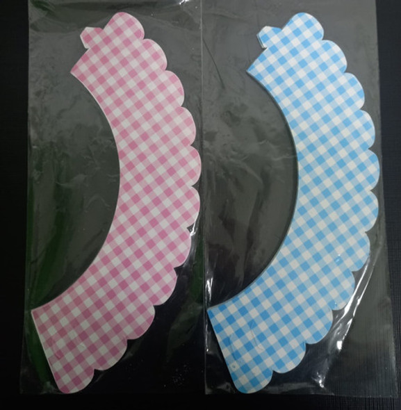 24 Wrappers Saia Cupcake Azul E Rosa Xadrez Chá Revelação 1 24 Wrappers Saia Cupcake Azul E Rosa Xadrez Chá Revelação 1