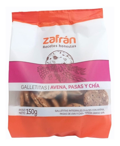 Caja X 6 Galletitas Zafrán Avena Pasas Y Chía X 150 Grs 0