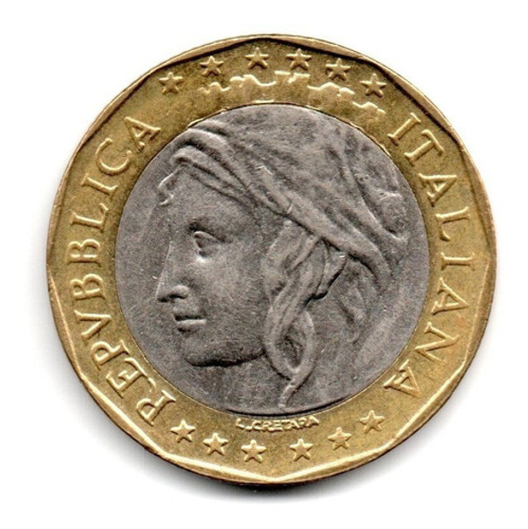 Italia Moneda 1000 Liras Año 1997 Km#194 Bimetalica 1 Italia Moneda 1000 Liras Año 1997 Km#194 Bimetalica 1