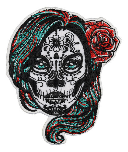 La Catrina Dia De Muertos Crânio Mexicano Costurado Em Reme 0