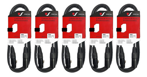 Venetian Cable Dmx 1.5 Mts Xlr Canon Armado 120 Ohm X 5 Pack 0