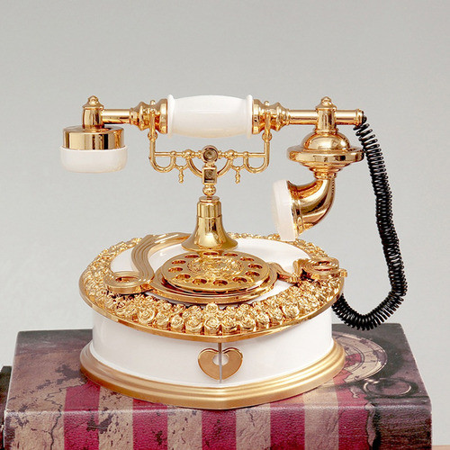 Forma De Coração Telefone Dial Music Box Desktop Jóias 1
