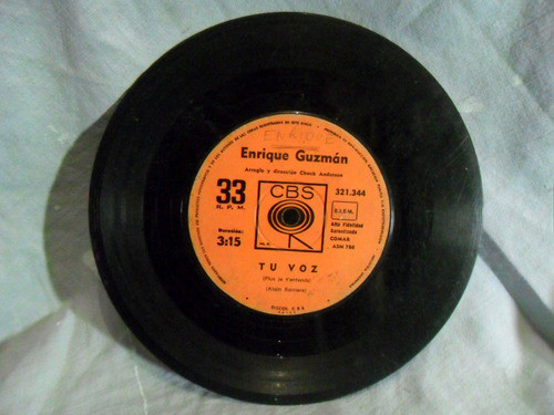 Enrique Guzman Vinilo Simple Tu Voz + El Fin Del Mundo 0