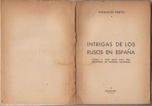 1940 Tapa Vanguardia Indalecio Prieto Rusos España Uruguay 1