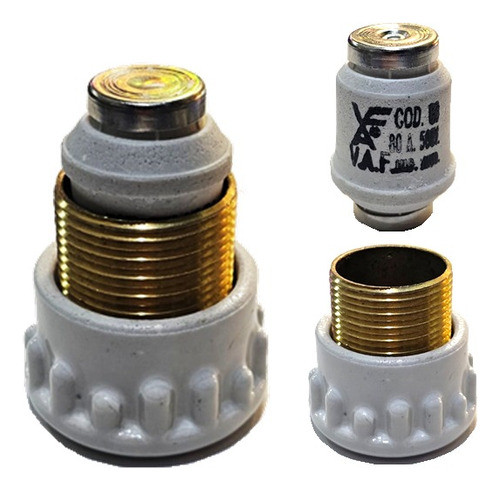 Cartucho + Tapa Goliath Rosca Fina Bronce 80 Amp Fusible 0
