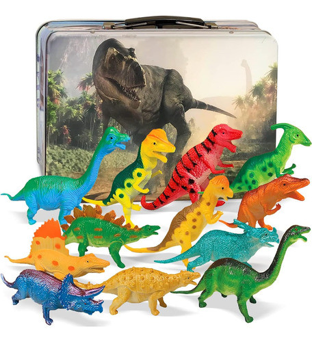 Juego De Dinosaurios Para Niños Con Figuras De 15 Cm Y Caja 0