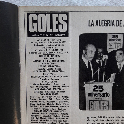 Goles Nº 1272 22/5/1973 Poster Independiente Copa Libertador 1