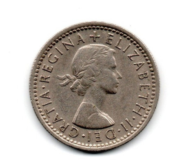 Moneda Inglaterra Gran Bretaña 6 Pence Año 1954 Km#903 1