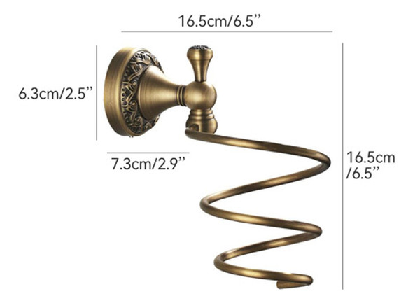 Soporte De Secador De Pelo Vintage Laton Antiguo Para Baño 1