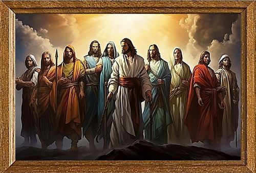 Cuadro De Arte Digital Jesús Y Los Apóstoles 70x50cm Única 0