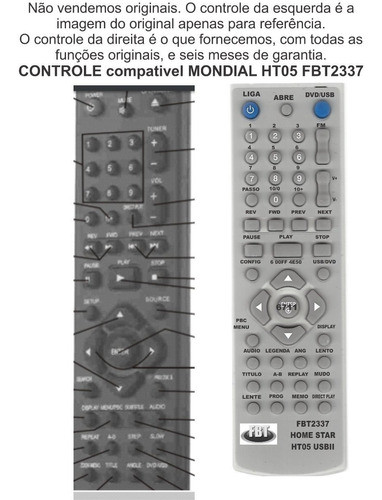 Controle Compativel Mondial Ht05 Usbii Fbt2337 0