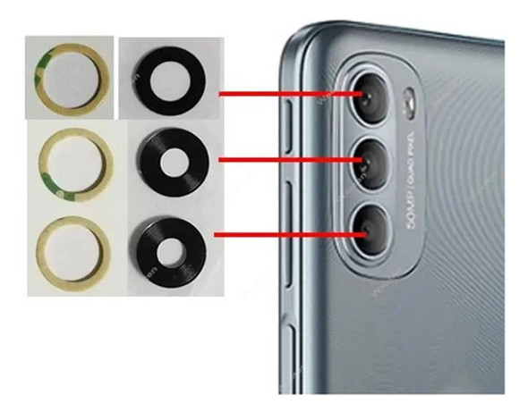 Kit 3 Lentes De Vidrio Repuesto Para Motorola G31 / G41 0