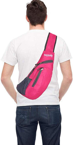 Mochila Senderismo Plegable Nylon Fucsia Una Tira 0