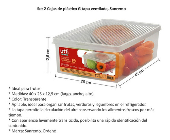 Caja Organizadora Plástico Tapa Ventilada Frutas X3 Sanremo 1