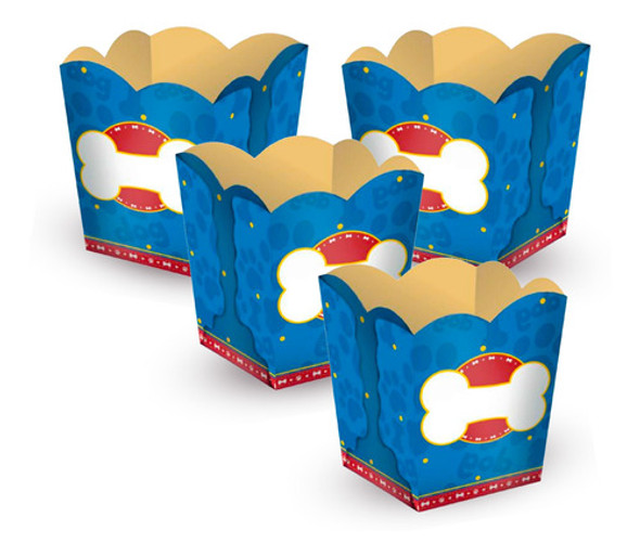 Kit 8 Cachepo Papel Cartonado Decoração Patrulha Pets Azul 0