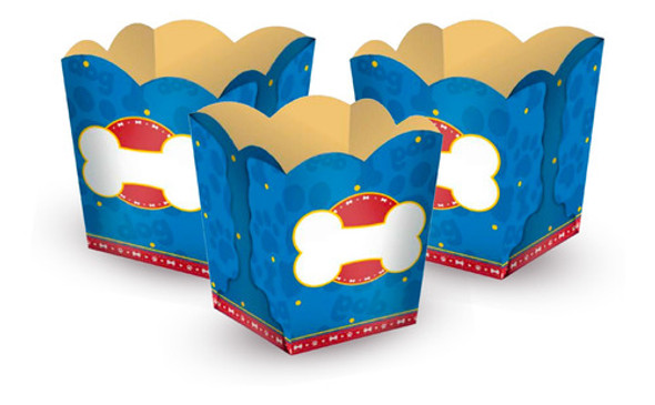 Kit 8 Cachepo Papel Cartonado Decoração Patrulha Pets Azul 1