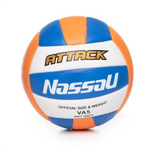Pelota De Voley N°5 Attack Blanco/naranja/azul Nassau 1