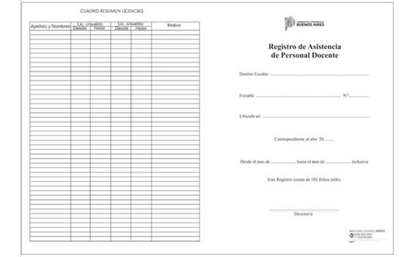Registro De Asistencia Docente / Libro De Firmas X Orden 1