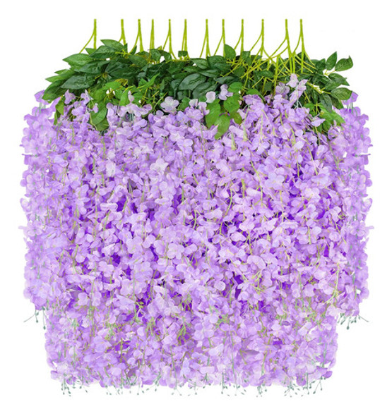 Paquete 12 Flores Artificiales Colgar Glicina, 3.6 Pies Vid 0