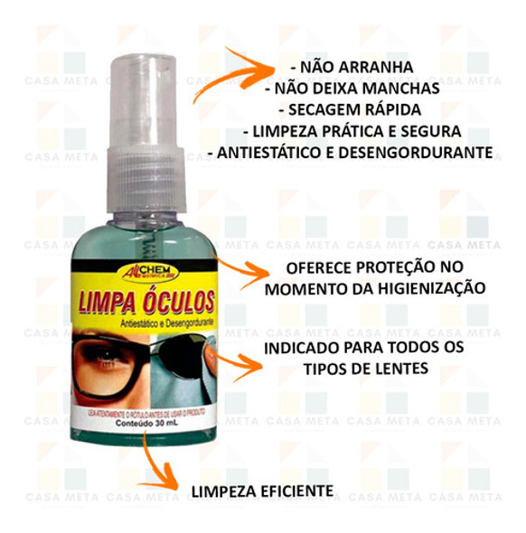 Limpa Óculos Não Deixa Manchas Limpeza Prática Allchem 2 Und 1