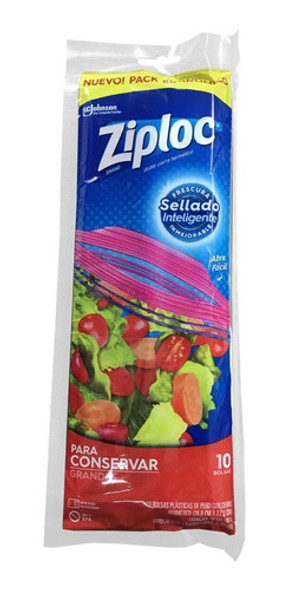 Ziploc Bolsa Freezer Conserva Alimentos Grande 10 Un Pack X2 0