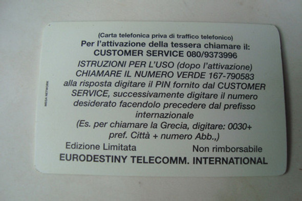 Cartao Pre Eurodestiny Telecomm. Diana Remembered Sorriso 1