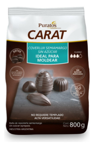 Chocolate De Moldeo Carat Coverlux Sin Azucar 4u X800gr 0