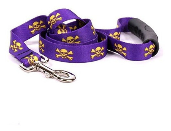 Diseño De Perro Amarillo Purple Gold Skulls Ezgrip Dog Leas 0