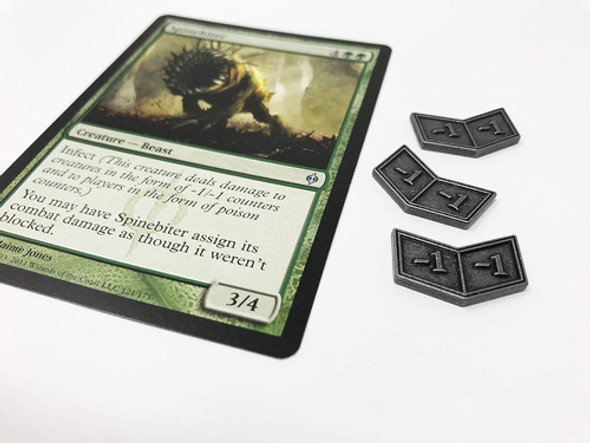 Fichas Metálicas Antiguas Silver Para Mtg Con Bolsa Gris 1