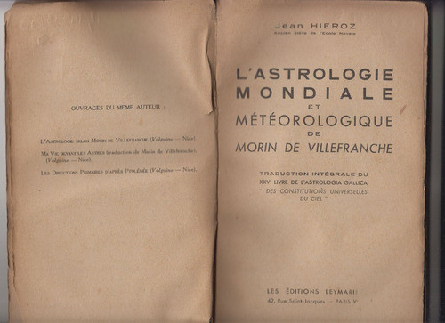 1946 Jean Hieroz Astrologie Mondiale Morin De Villefranche 1