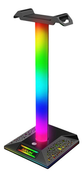 Soporte P/auriculares Rgb C/2 Puertos Usb Y Entrada 3.5mm - 0