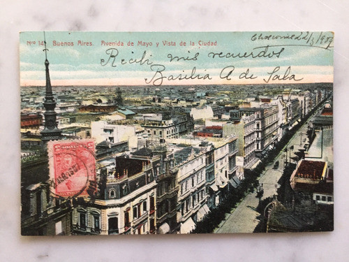 Postal Avenida De Mayo Vista De La Ciudad Año 1907 0