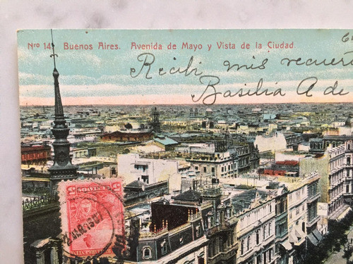 Postal Avenida De Mayo Vista De La Ciudad Año 1907 1