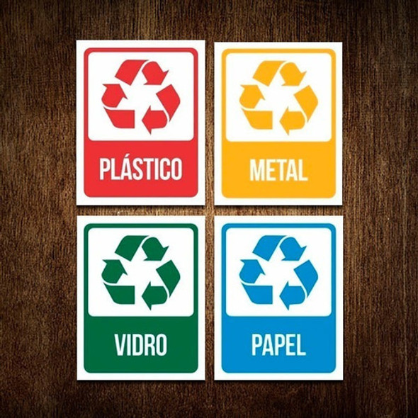 Kit De Placas Lixo Metal, Vidro, Plástico E Papél (27x35) 0 Kit De Placas Lixo Metal, Vidro, Plástico E Papél (27x35) 0