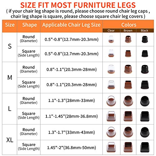 Regatones Para Pata De Sillas 37-50mm Round 8u Xl Clear 1