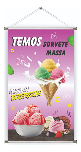 Banner Pronta Sorvete Ref 424 45x70 Cm (arte Pronta) 0