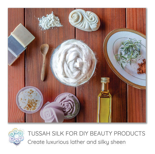 Fibras De Seda Tussah Blancas Para Hacer Jabón, 100g 1