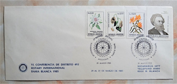 Argentina Flores Sobre Conm Conf Rotary B Blanca 1985 L17701 0