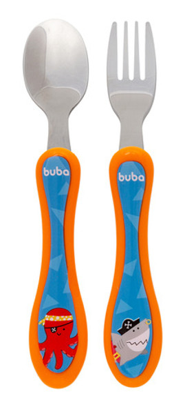 Talheres Infantil Garfo E Colher Inox Aventuras Pirata Buba 0