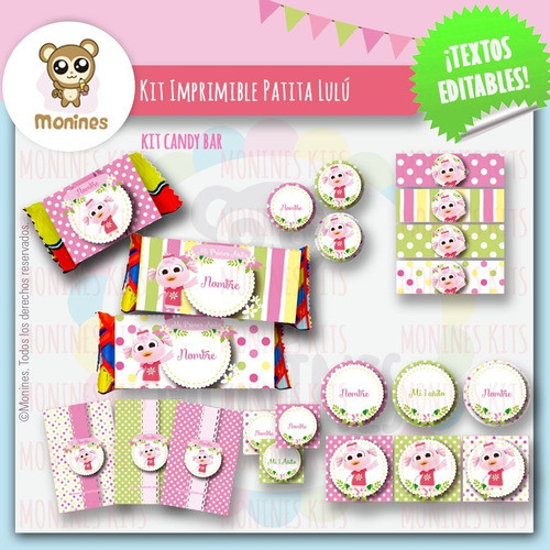 Kit Imprimible Patita Lulú Tricolor ¡texto Editable! 1