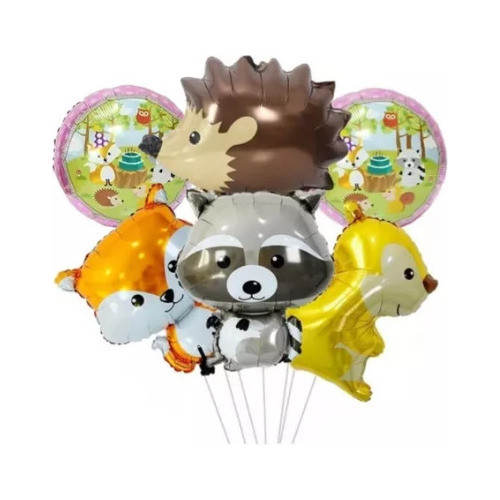 Set Globos Animales Del Bosque X6 Unidades Decoracion 0