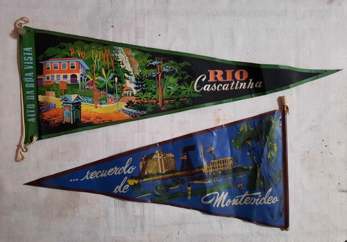 5 Banderines Antiguos Uruguay Brasil Recuerdos Lote 1