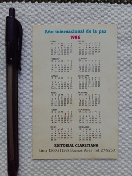 Almanaque 1986 Claretiana María Venga A Nosotros Tu Paz 1