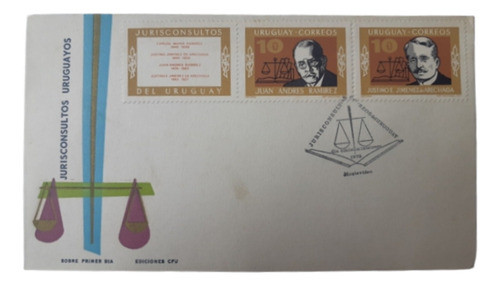Dos Sellos Jurisconsultos Uruguayos / Sobre 1° Día 1972 0