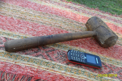Antiguo Martillo Maza En Madera Mazo De Carpintero Ebanista 0