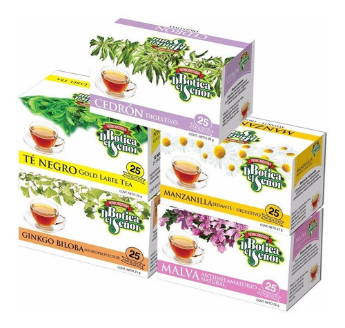 5 Cajas De Té Botica Del Señor 25 Saquitos 0