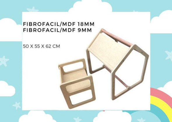 Escritorio Porta Rollo Con Silla Mesa Montessori 0