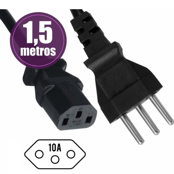 Cabo De Força Novo Para Fonte Atx 300w 3x0,75mm Inmetro 1.5m 1