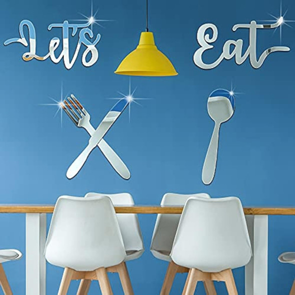 5 Piezas Let's Eat Kitchen Dining Pegatinas De Pared Con Esp 1